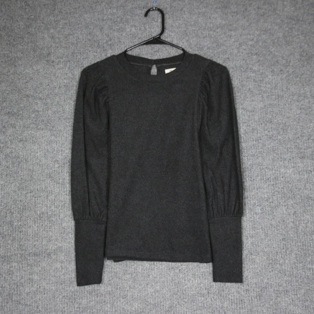 Madewell Dark Gray Puff Sleeve Crewneck‎ Top XS Made in Philippines